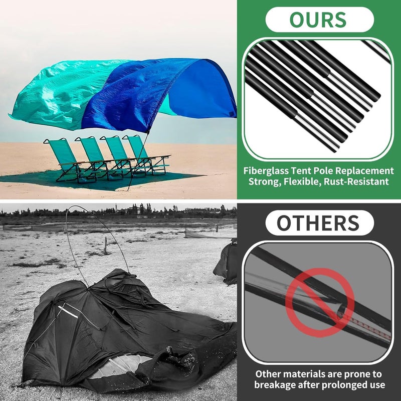 Fevbcnrj Replacement Pole Compatible with Shibumi Beach Shade, Fiberglass Tent Pole Accessory, Black Pre-Assembled, Lightweight and Durable Support Rod, Compatible with Shibumi Beach Canopy Sun Shade - Image 3